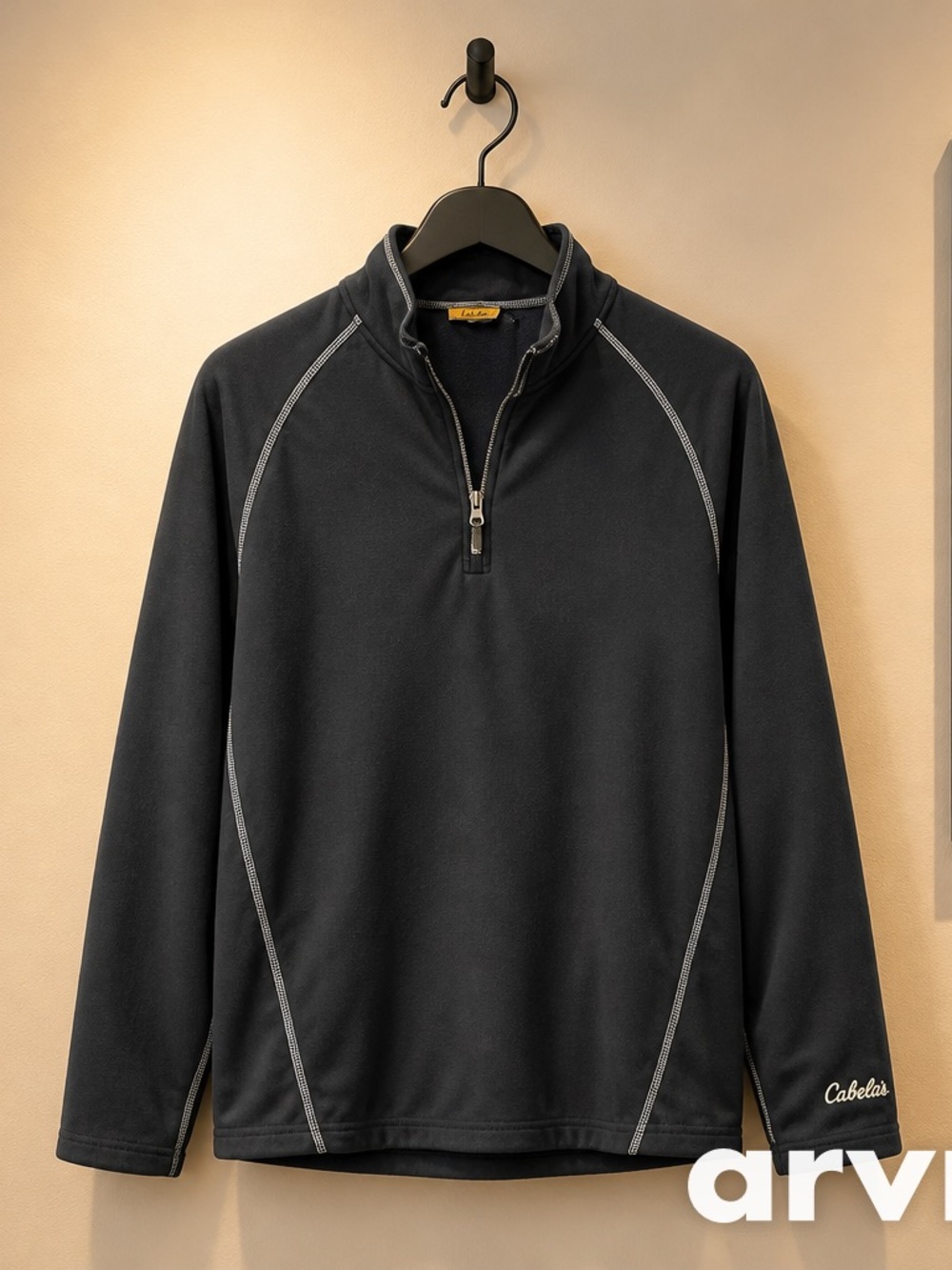 Cabela's Black Pullover with White Script Logo